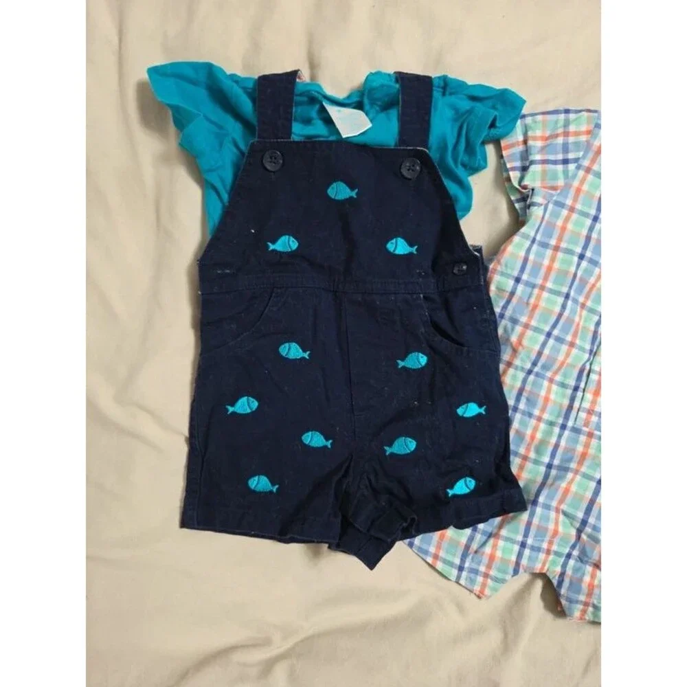 Fishing overall romper bundle